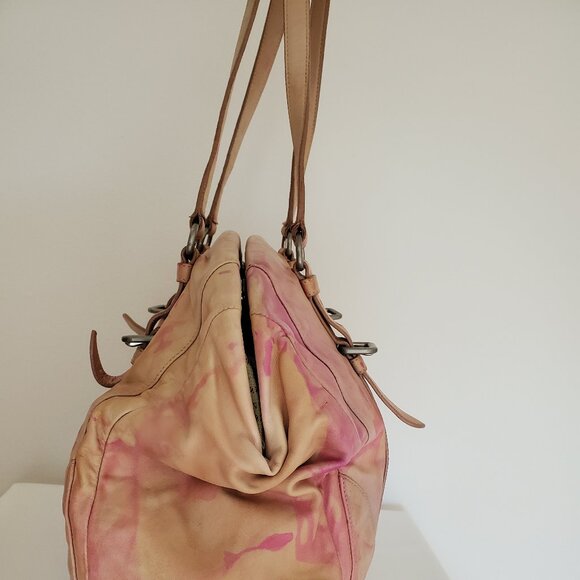 Prada XL soft nappa leather bag beige peach purple Pink double handle Tote dyed - Picture 16 of 16